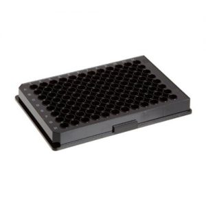 Corning 3540 Polystyrene Flat Bottom 384 Well Not Treated Black Clear Microplate Case of 50 Without Lid